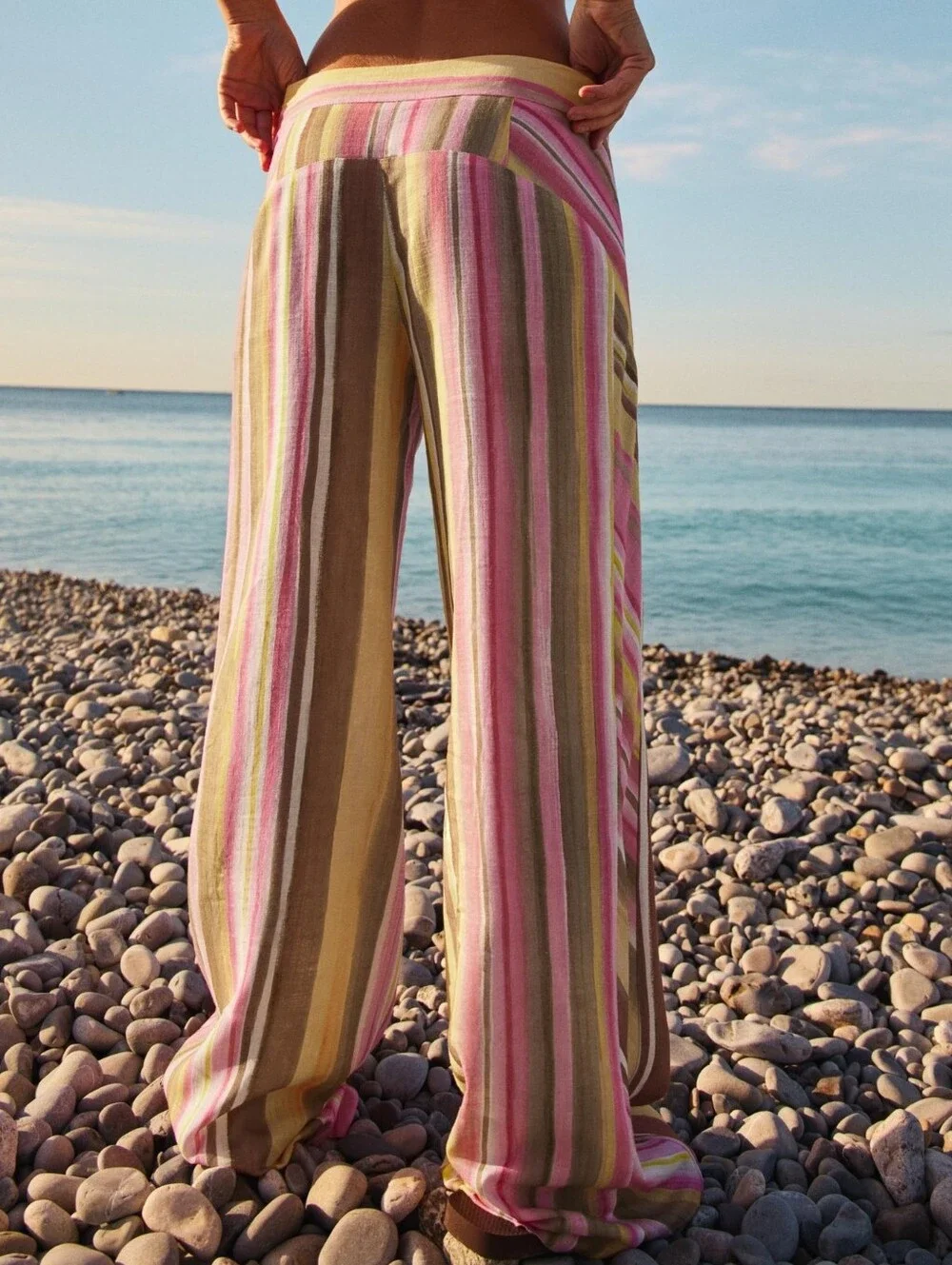 ZARA STRIPED WIDE LEG PANTS